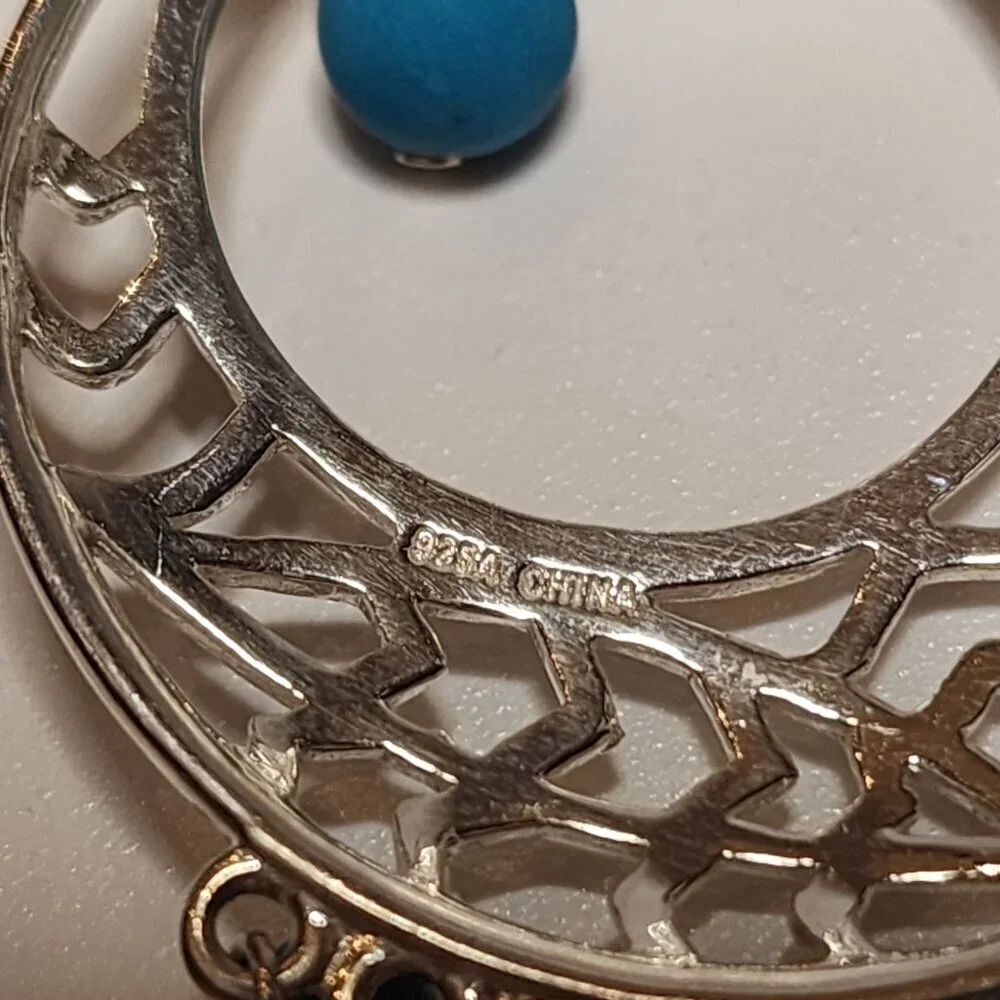 925 Silver Turquoise Colored Bead Pendant